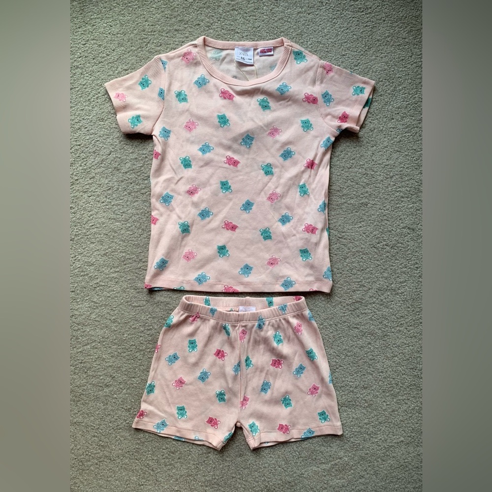 ZARA Toddler Sleepwear Set | 3-4 Years | Pink Bear Print Top Bottom Shorts Girls
